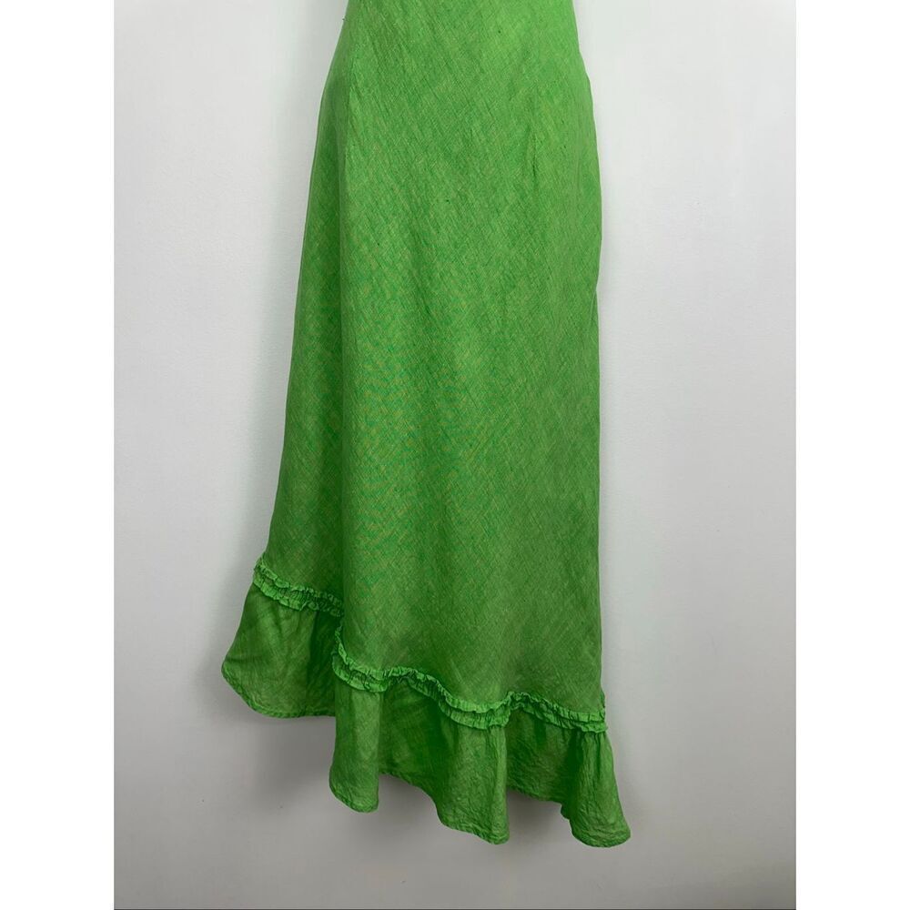 Banana Republic Women’s Y2K Spring Green Linen Spaghetti Strap Asymmetrical Hem - Picture 10 of 12